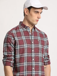 THE BEAR HOUSE Men Checked Slim Fit Button-Down Collar Casual Shirt