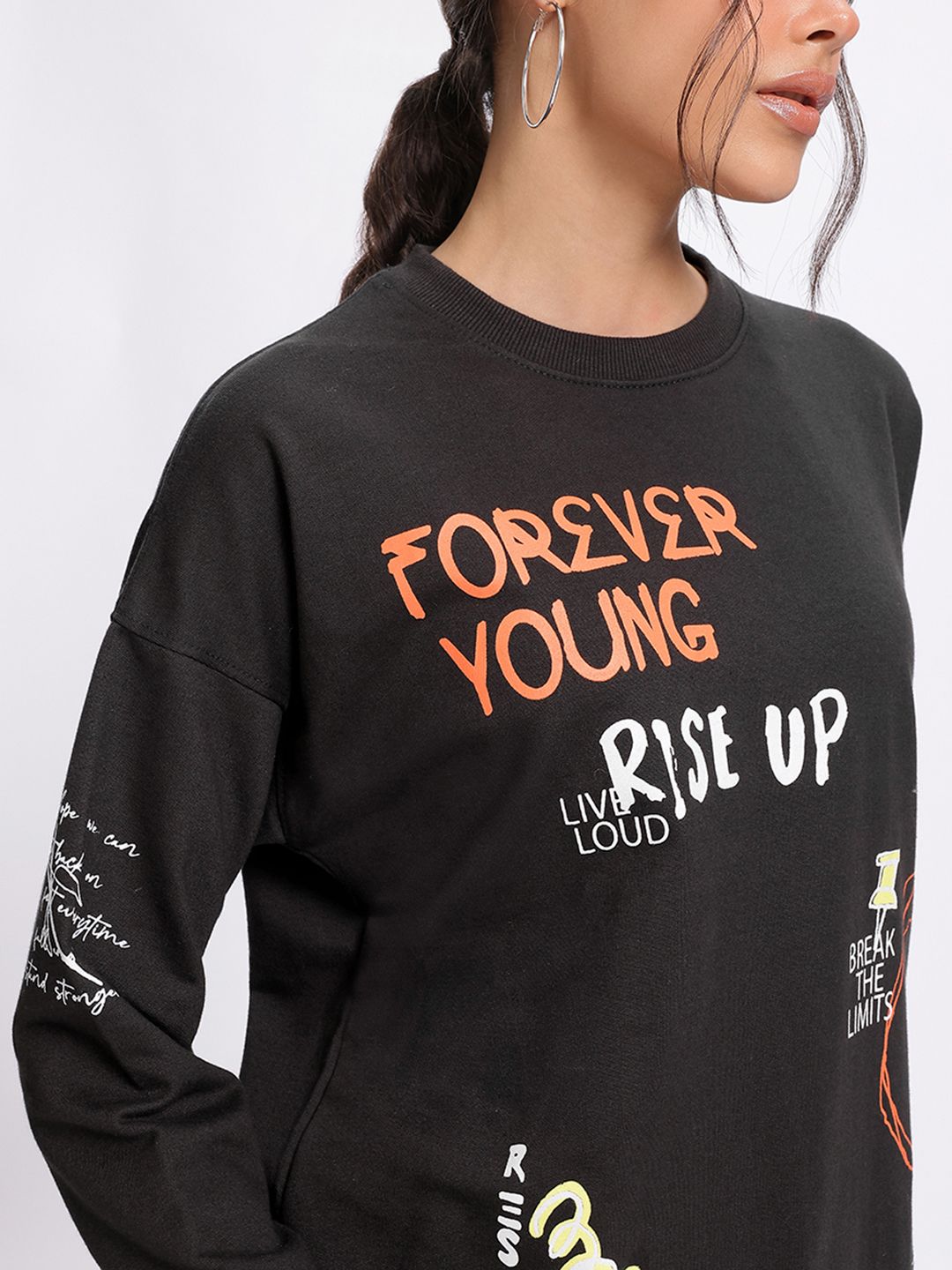 DressBerry Vibe Check Placement Print Sweatshirt