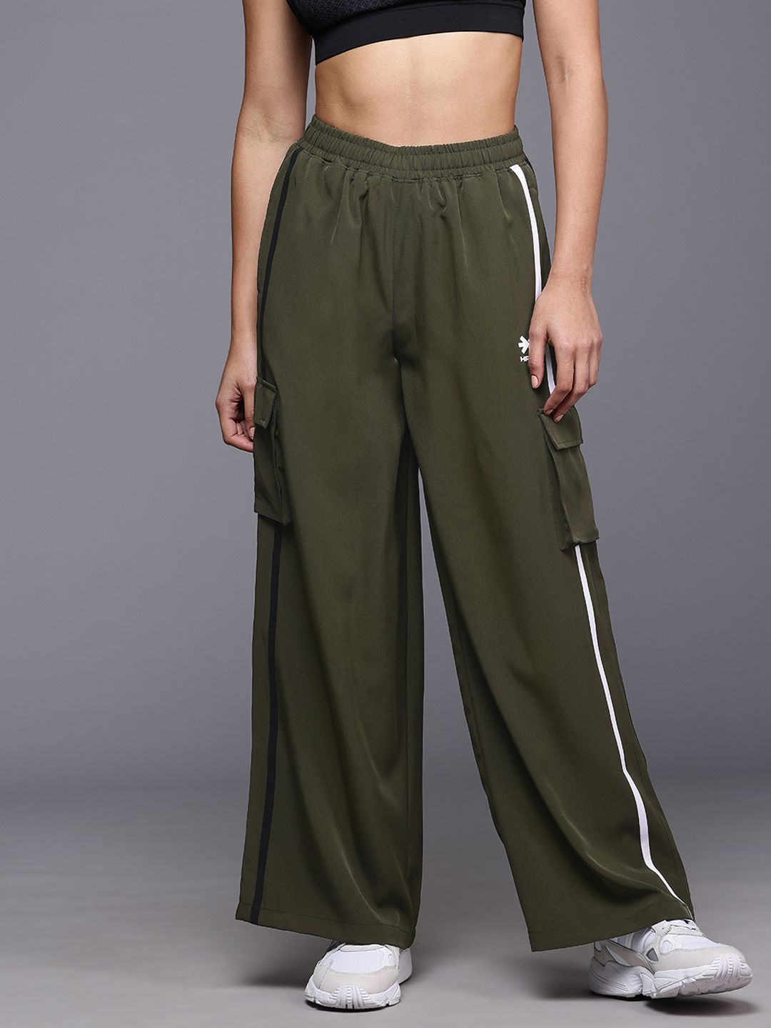 HRX by Hrithik Roshan Women Striped Cargo Style Lifestyle Track pants