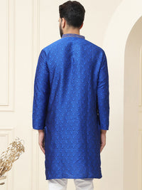 SOJANYA Lelaki Biru Sulam Kurta Lurus