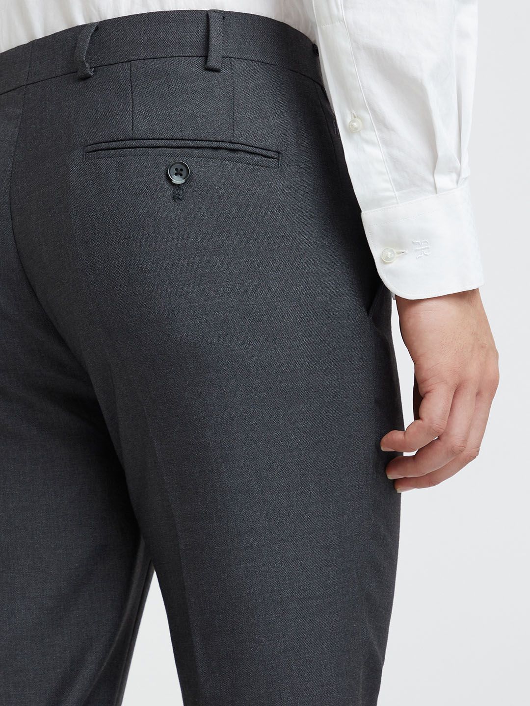 Raymond Men Charcoal Grey Slim Fit Formal Trousers