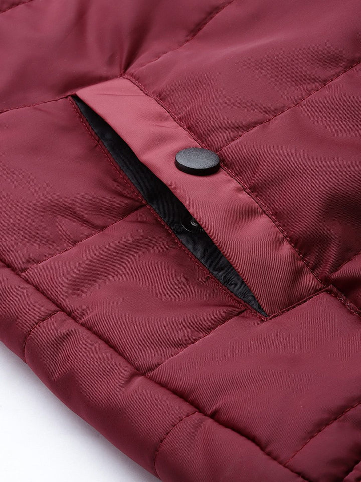 The Indian Garage Co Men Slim Fit Puffer Jacket with Detachable Hood