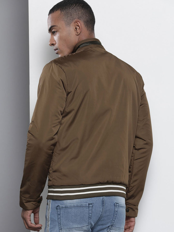 The Indian Garage Co Men Slim Fit Bomber Jacket with Insert Pockets
