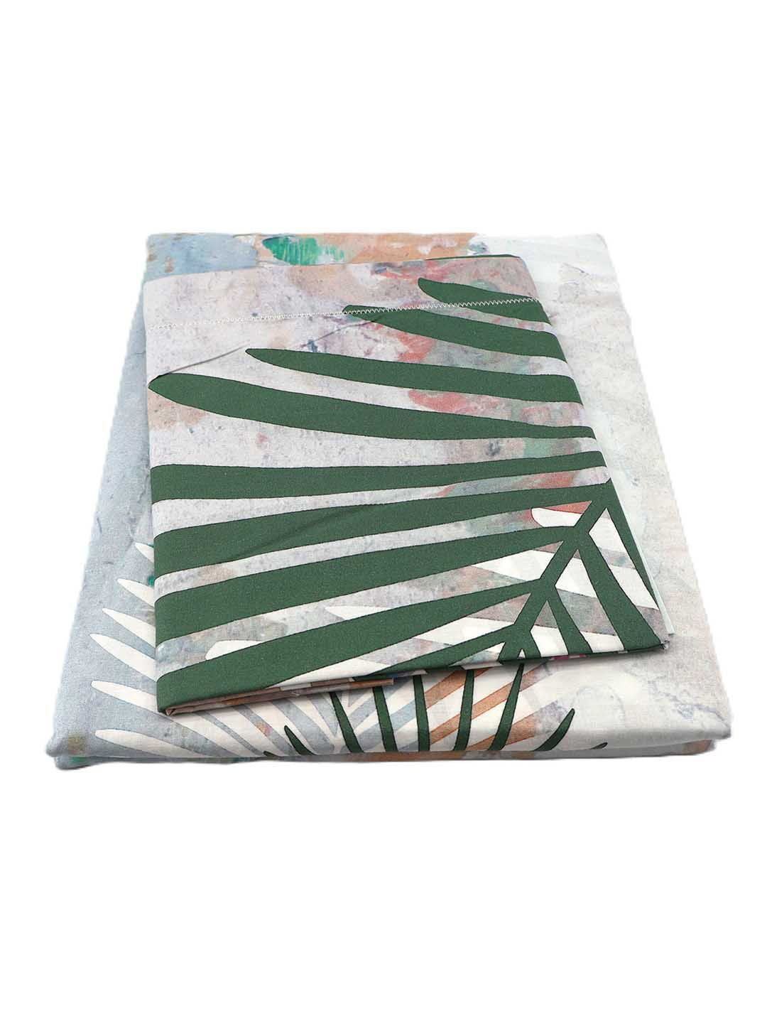 BOMBAY DYEING Fantasque Green Floral Printed Cotton 180 TC King Bedsheet Set 2.74 x 2.74 m
