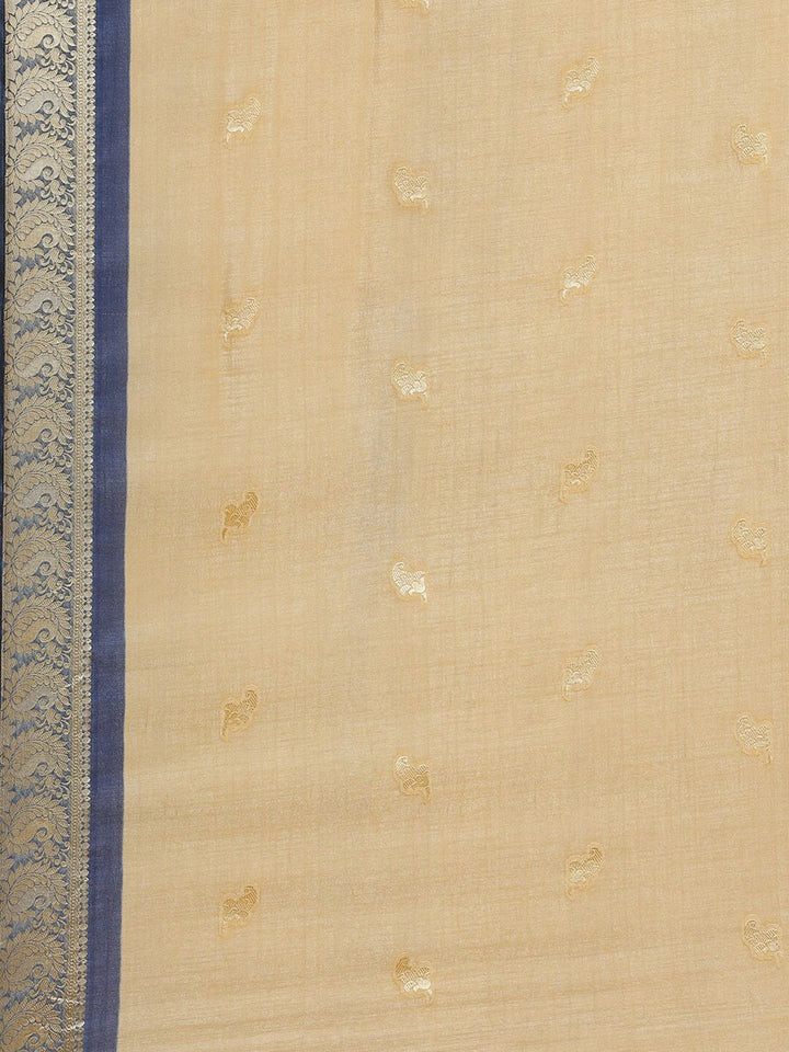 Saree mall Beige & Gold-Toned Woven Design Sarees