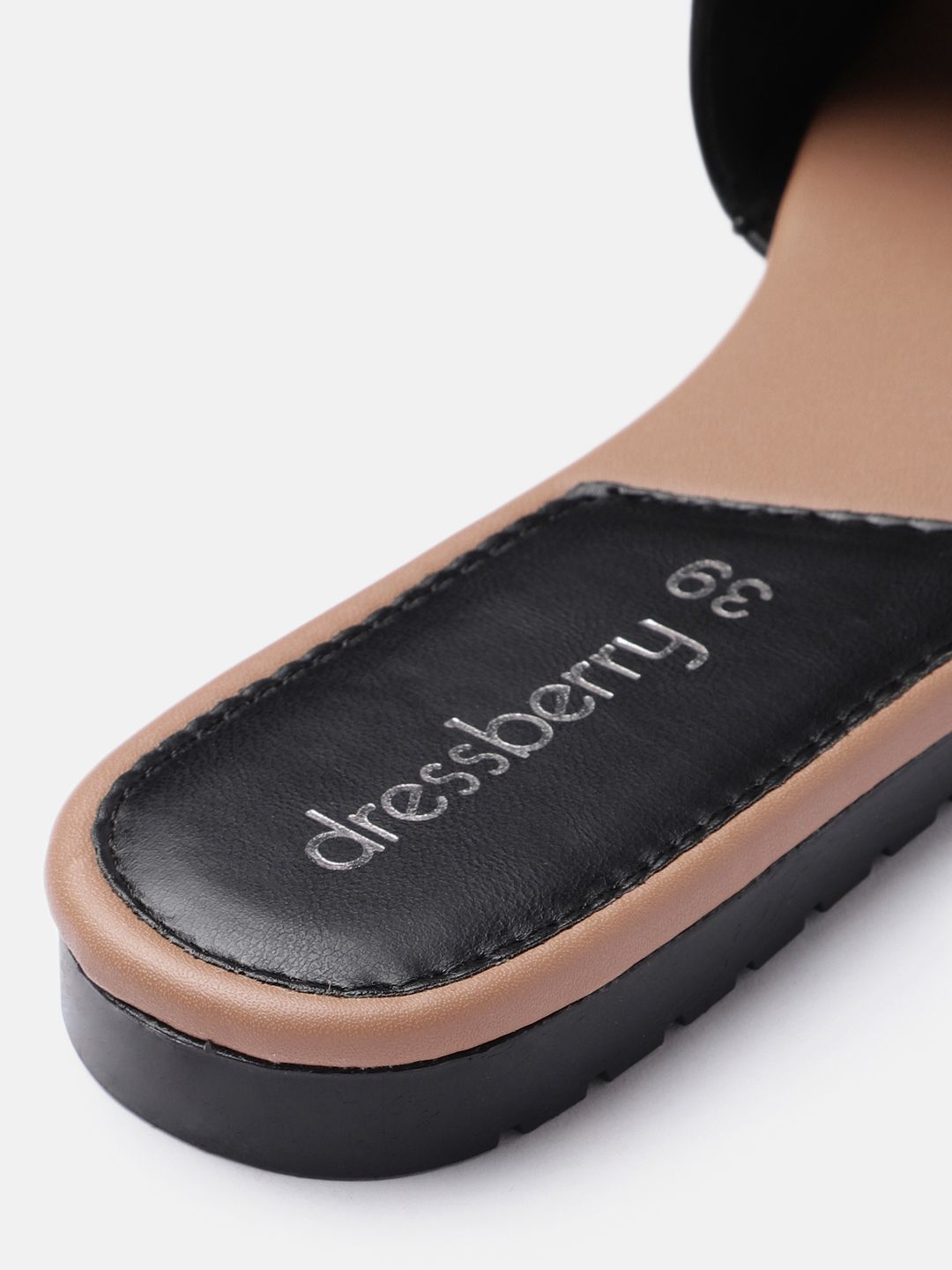 DressBerry Women Black Textured Open Toe Flats