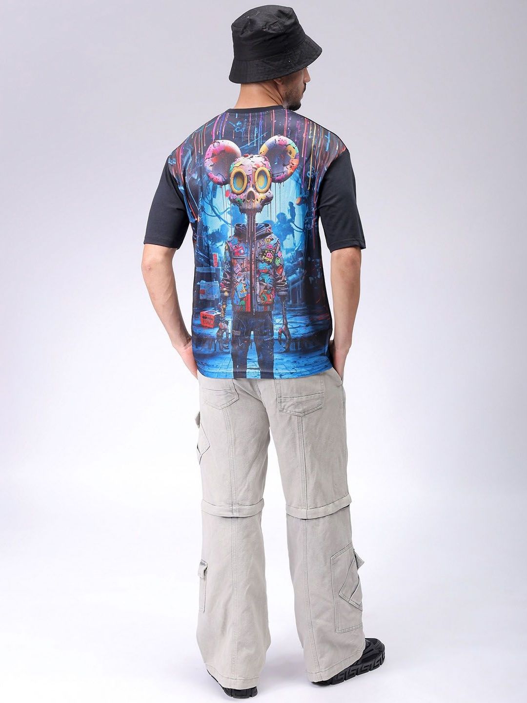 The Indian Garage Co Men Graphic Printed Round Neck Cotton Oversized T-shirt