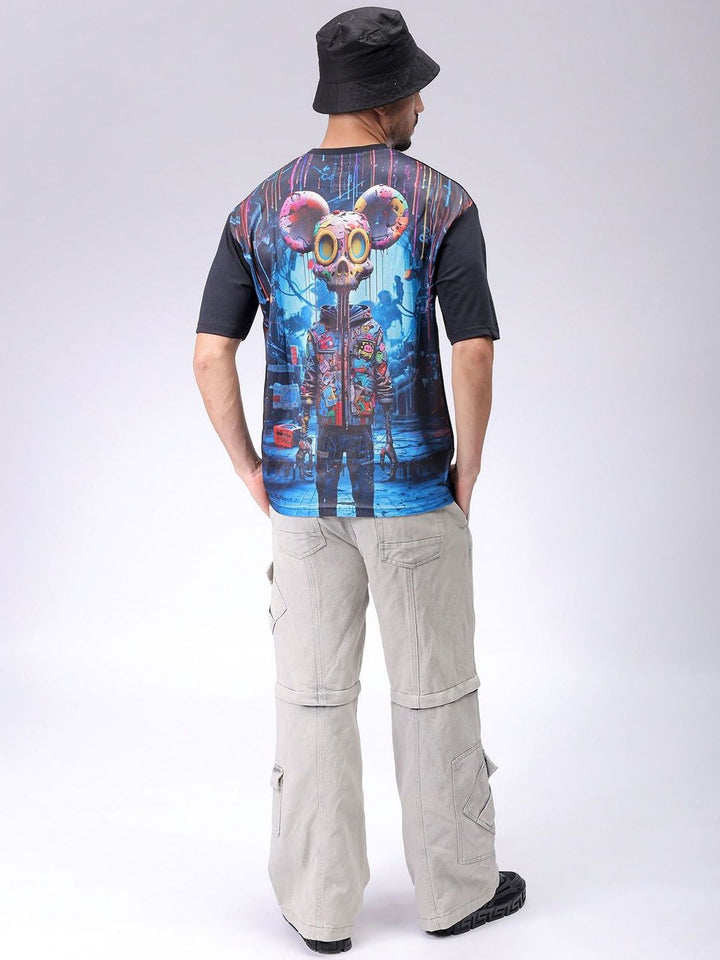 The Indian Garage Co Men Graphic Printed Round Neck Cotton Oversized T-shirt