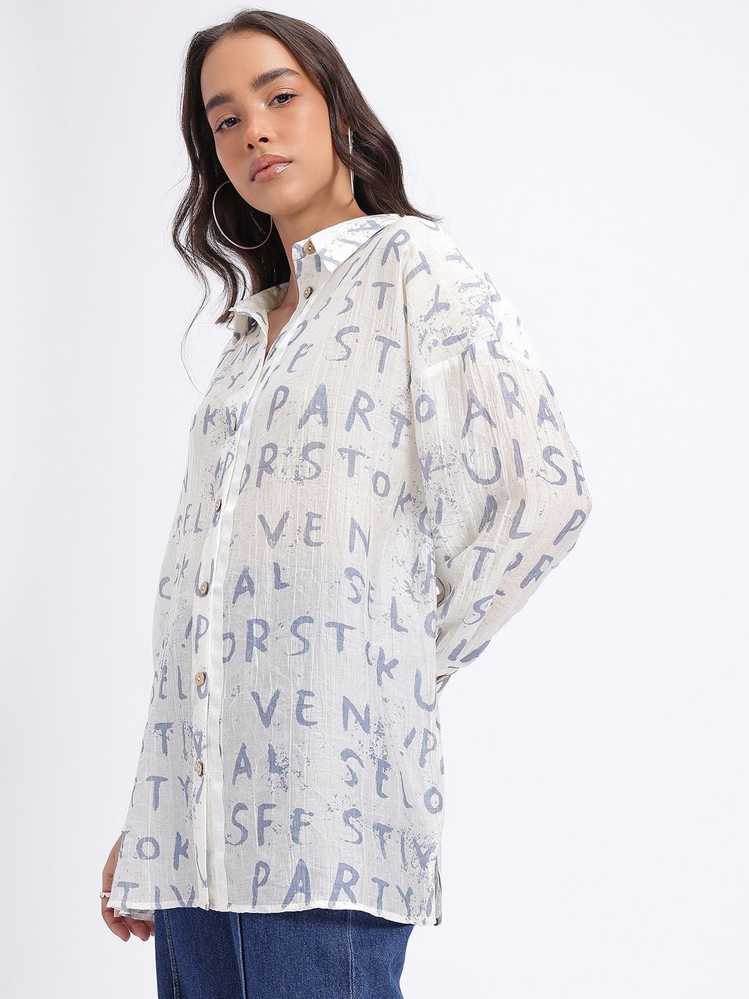 DressBerry Glitter Code Typographic Shirt