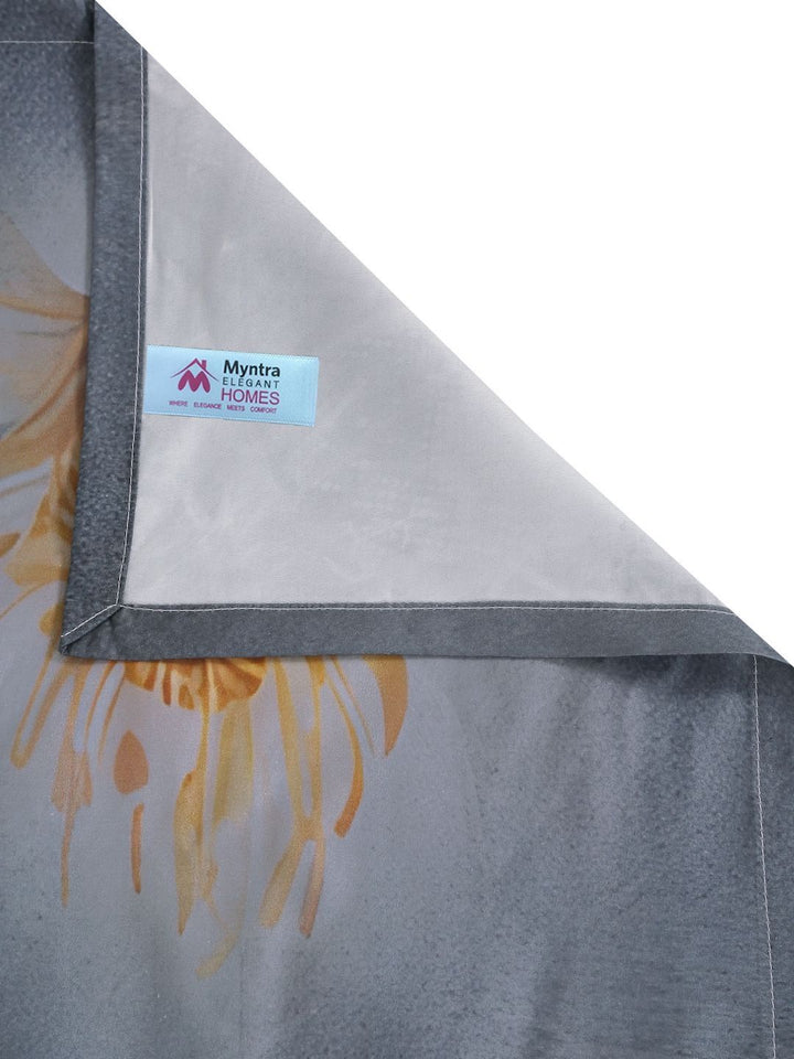 Myntra Elegant Grey & White Floral 400 TC Single 7D Bedsheet with 1 Pillow Cover
