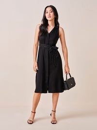 AND Solid Belted Shirt Dress
