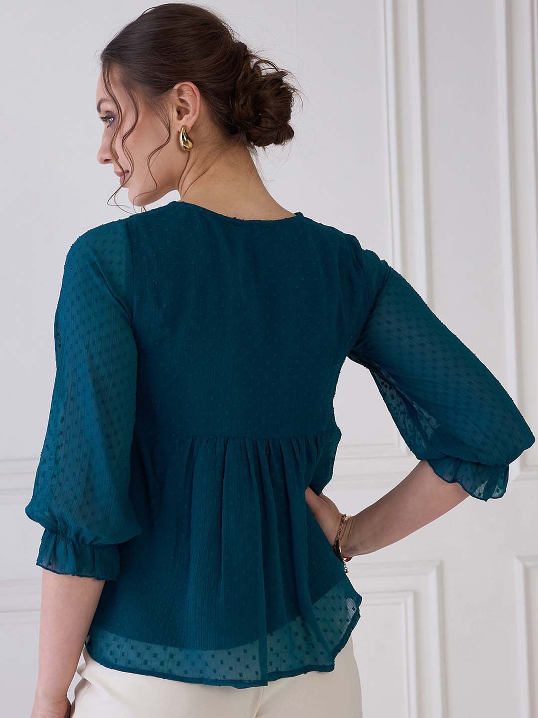 Antheaa Floral Print Chiffon Top