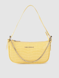 Lino Perros Yellow Croc Textured Baguette Bag