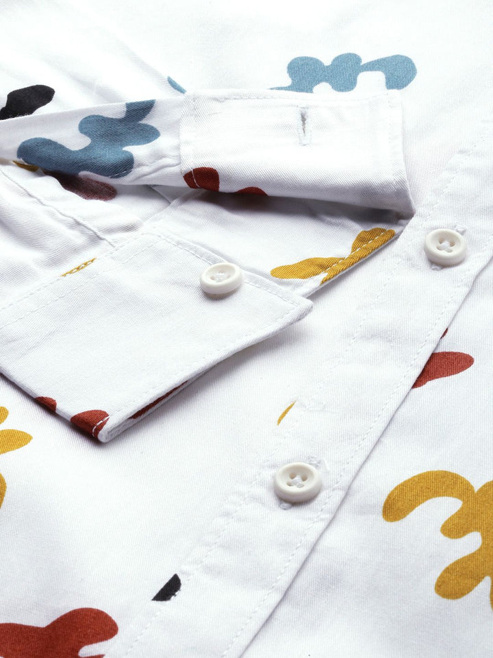 The Indian Garage Co Men White Abstract Printed Casual Shirt