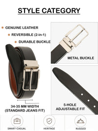 Teakwood Leathers Men Textured Leather Reversible Formal Belt