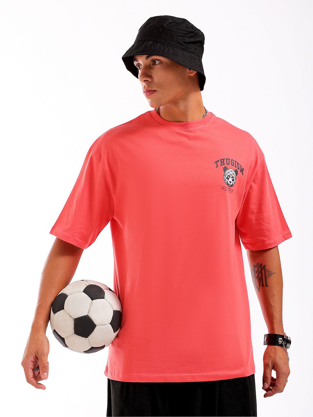 The Indian Garage Co Men Back Printed Round Neck Boxy Oversized T-shirt