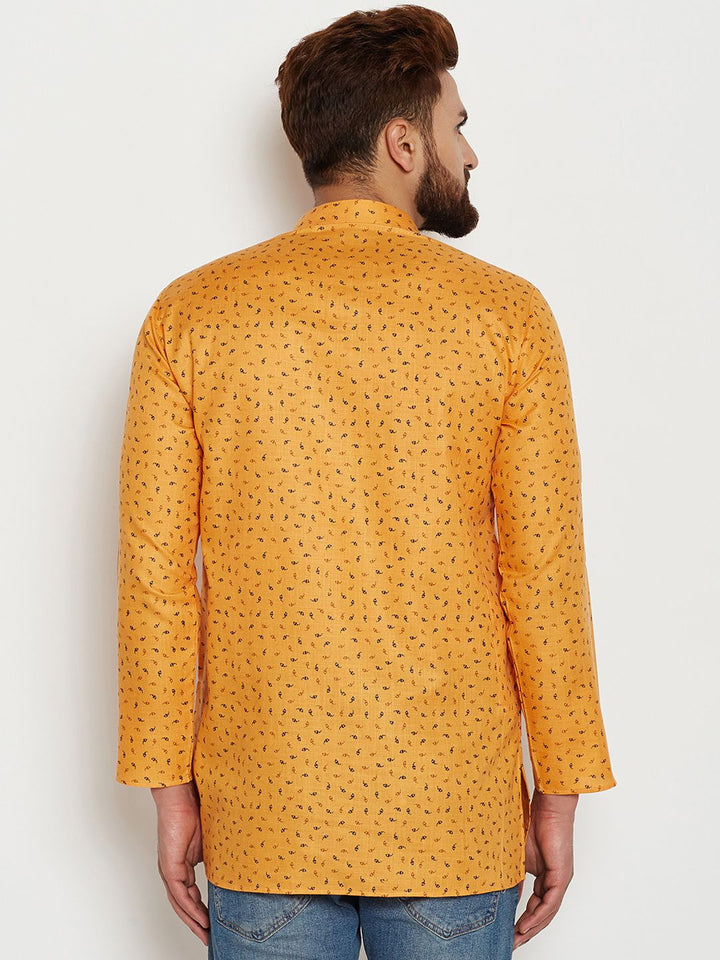 SOJANYA Men Mustard Printed Straight Kurta