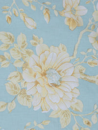 KLOTTHE Turquoise Blue Floral Pure Cotton 400 TC King Superfine Bedsheet with 2 Pillow Covers-106 x 106 inches
