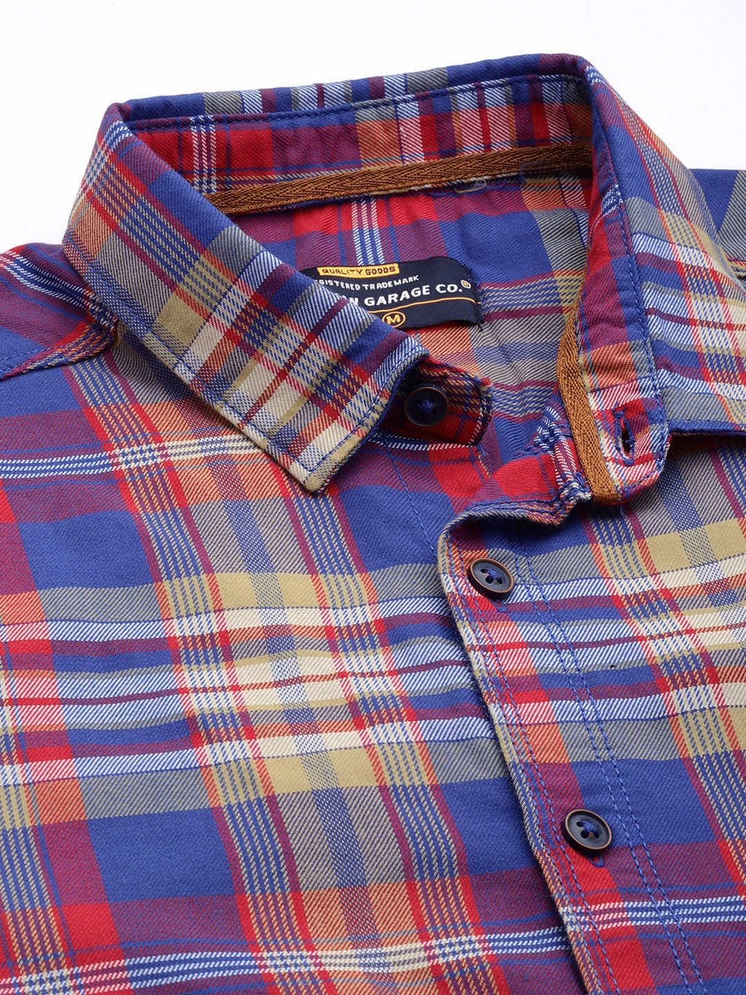 The Indian Garage Co Men Blue & Red Comfort Checked Casual Shirt