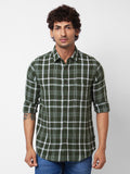 SPYKAR Spread Collar Long Sleeves Tartan Checks Cotton Casual Shirt