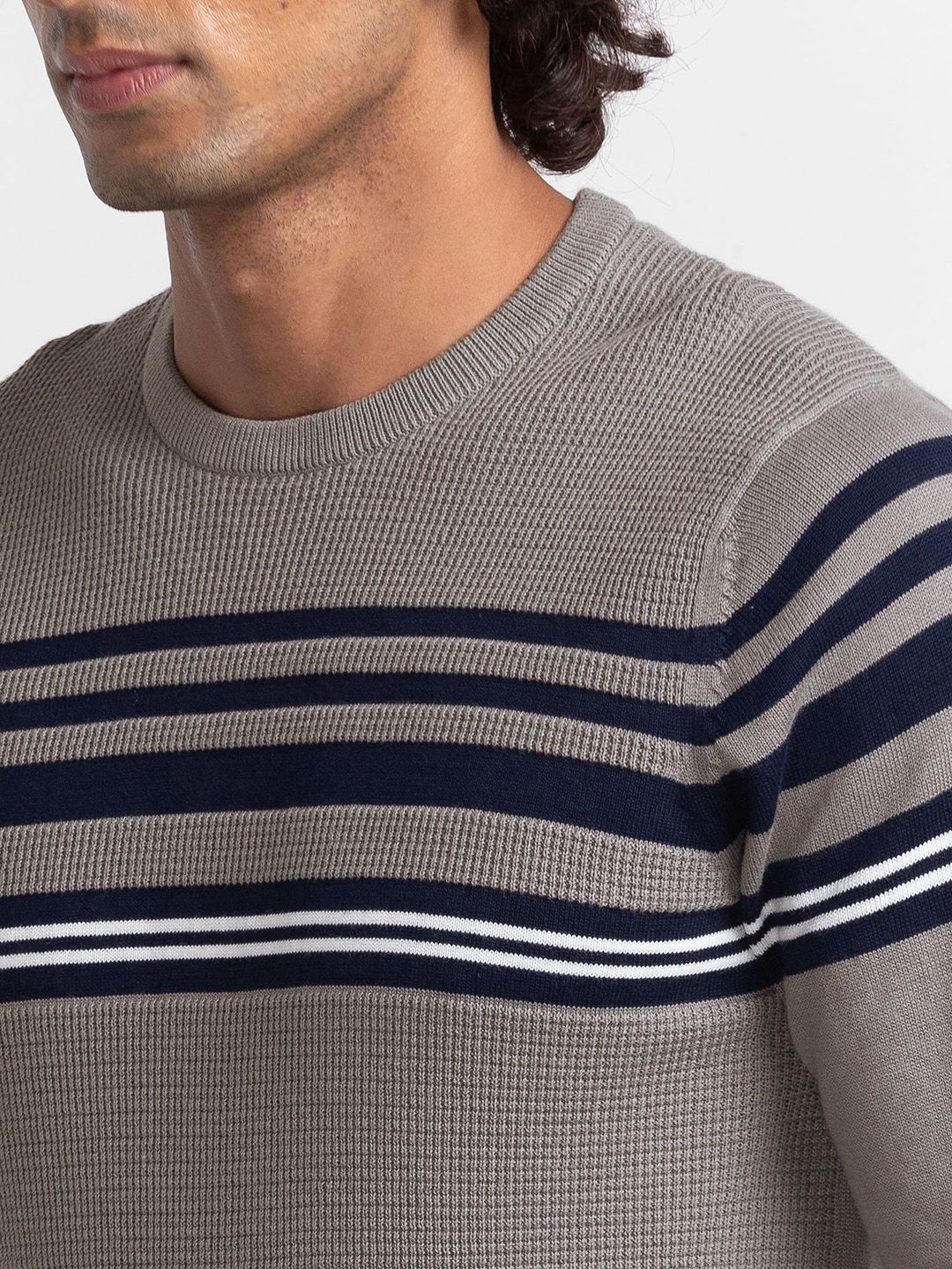 SPYKAR Pure Cotton Striped Pullover Sweaters