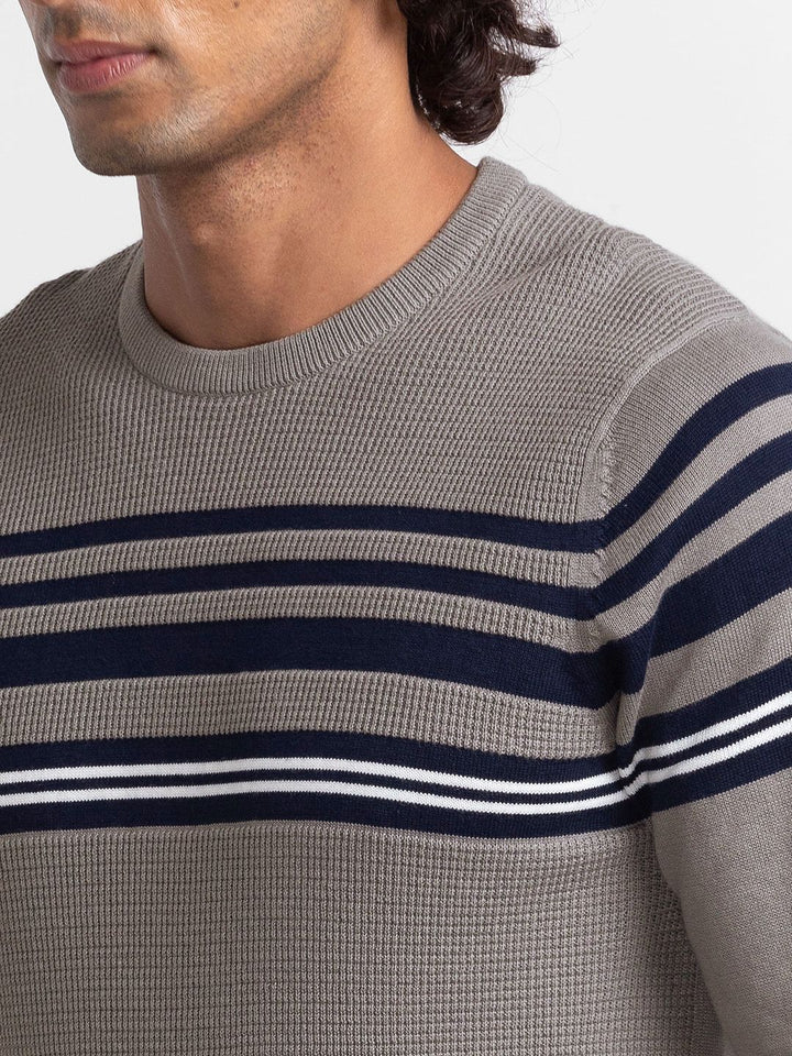 SPYKAR Pure Cotton Striped Pullover Sweaters