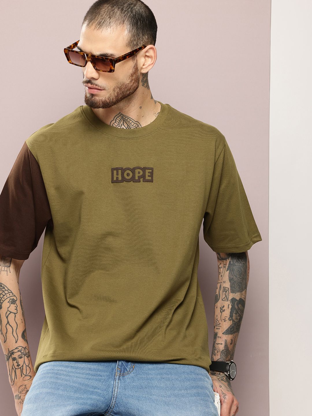 DILLINGER Men Typography Printed Embossed Oversized T-shirt