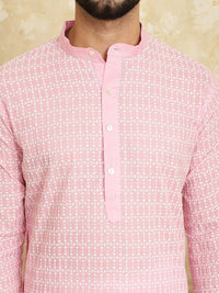 SOJANYA Ethnic Motifs Embroidered Regular Thread Work Pure Cotton Kurta with Churidar