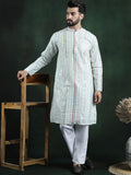 SOJANYA LUXE Kurta Kolar Mandarin Lengan Panjang Sulam Biasa dengan Piyama
