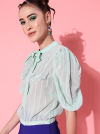STREET 9 Stylish Blue Vertical Striped Top