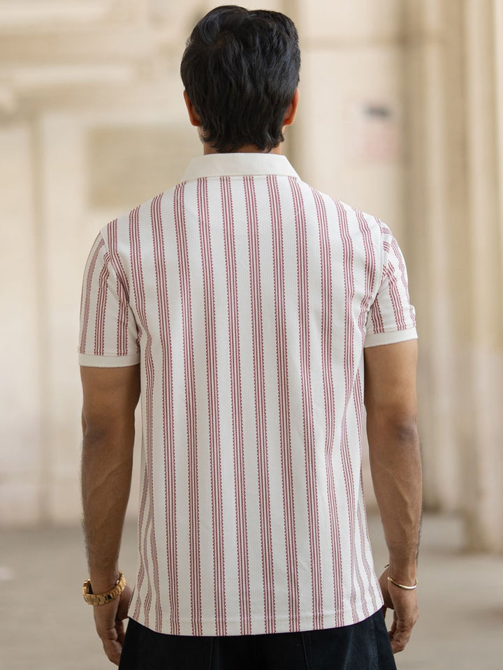 Powerlook Men Striped Polo Collar T-shirt
