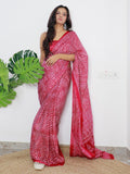 Saree mall Leheriya Printed Poly Cotton Leheriya Ready to Wear Saree