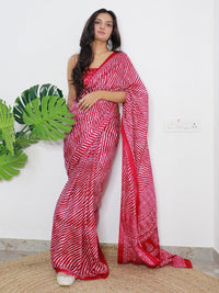 Saree mall Leheriya Printed Poly Cotton Leheriya Ready to Wear Saree