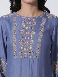 W Floral Embroidered Straight Kurta with Palazzos