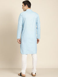 SOJANYA Men Blue & billowing sail Thread Work Kurta