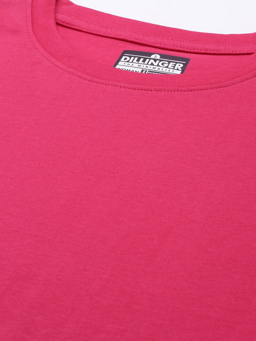DILLINGER Women Pink Solid Pure Cotton Oversized T-shirt