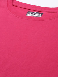 DILLINGER Women Pink Solid Pure Cotton Oversized T-shirt