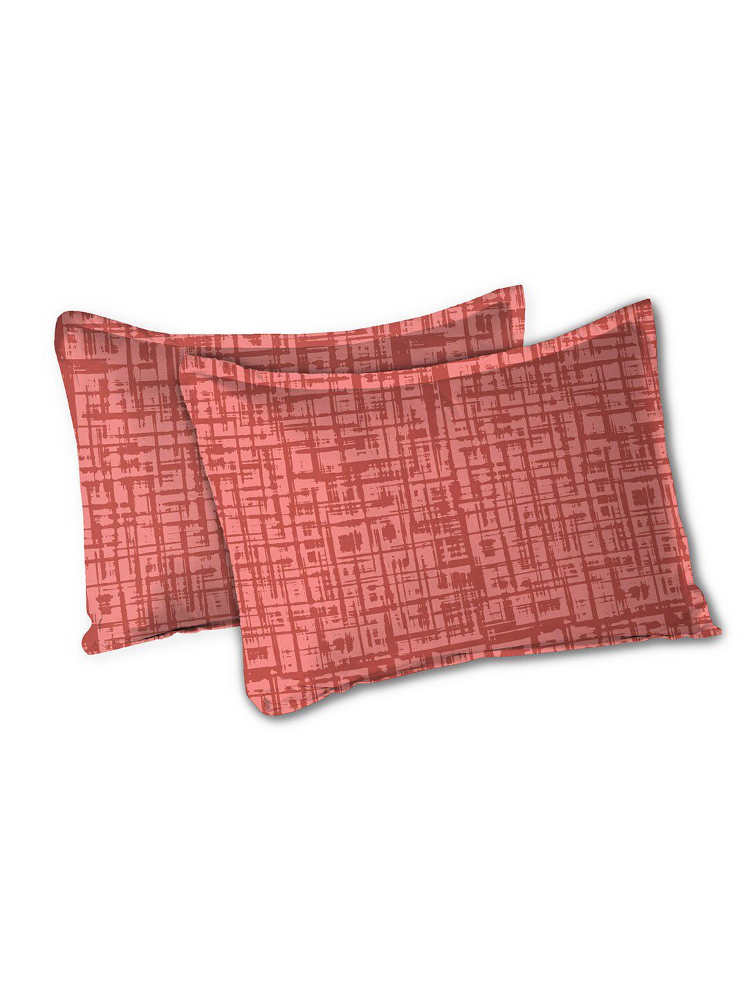 MYTRIDENT Aria Red Urban Comfort Flat 144TC Queen Cotton 1 Bedsheet with 2 Pillow Covers