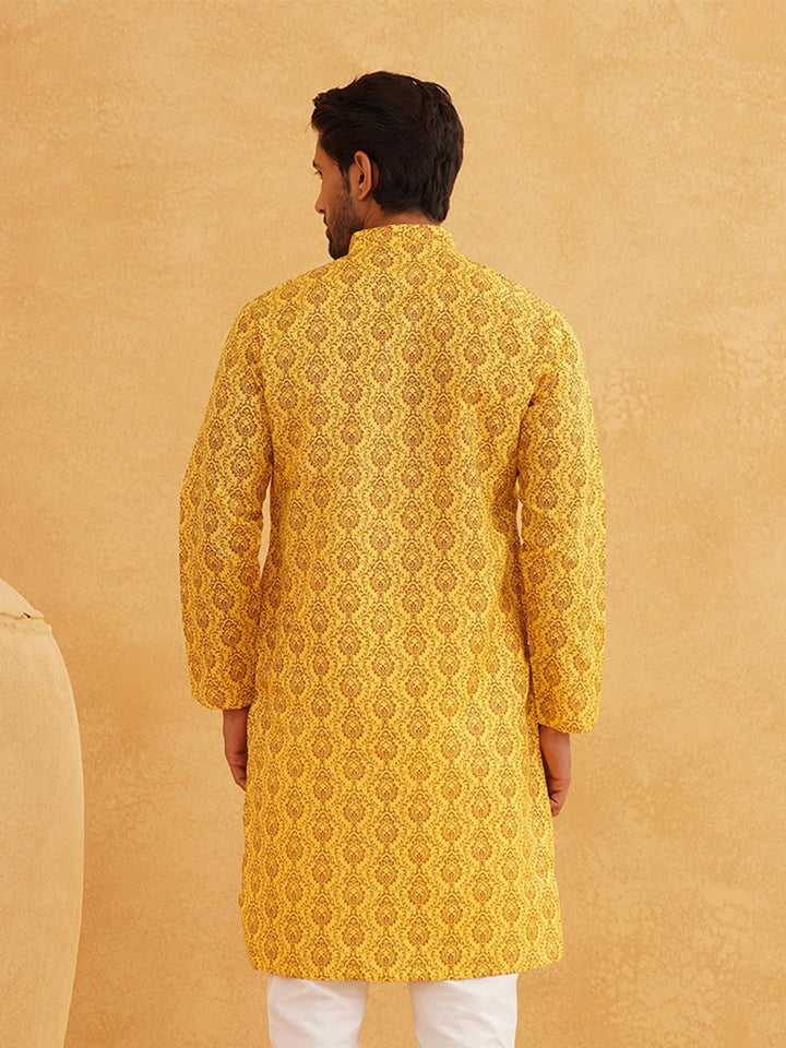 SOJANYA Ethnic Motifs Printed Mandarin Collar Cotton Linen Kurta