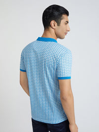 Park Avenue Men Geometric Print Polo Collar Slim Fit T-shirt
