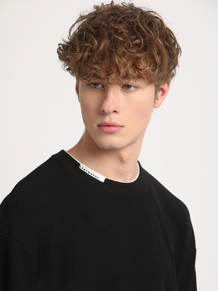 THE BEAR HOUSE Round Neck Relaxed Fit Drop Shoulder Sleeves Sweatshirt