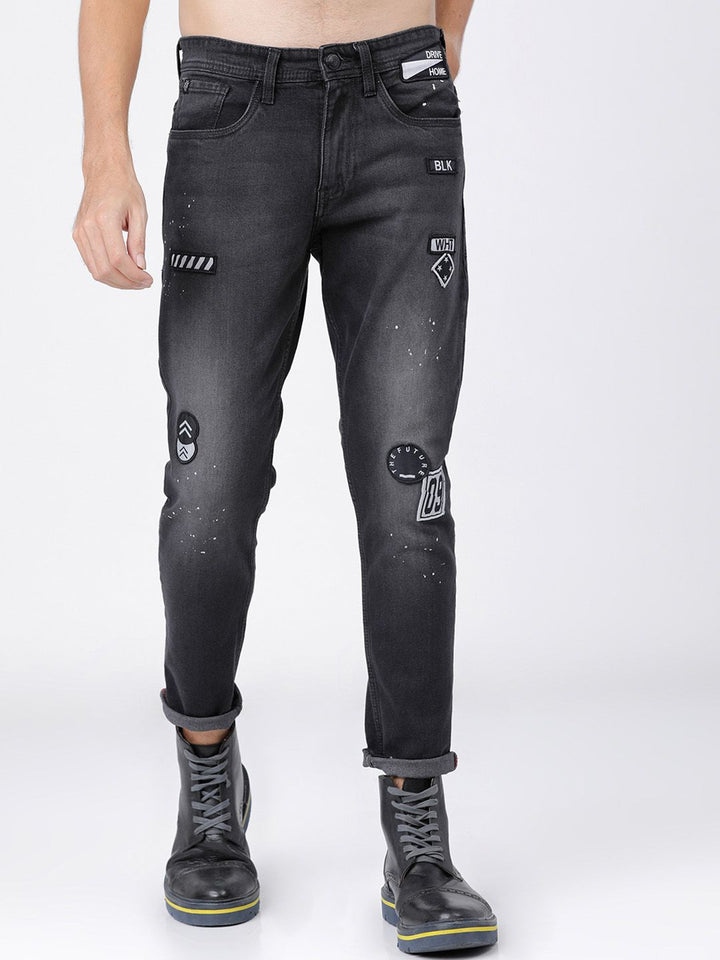 LOCOMOTIVE Men Black Slim Tapered Fit Mid-Rise Clean Look Stretchable Jeans