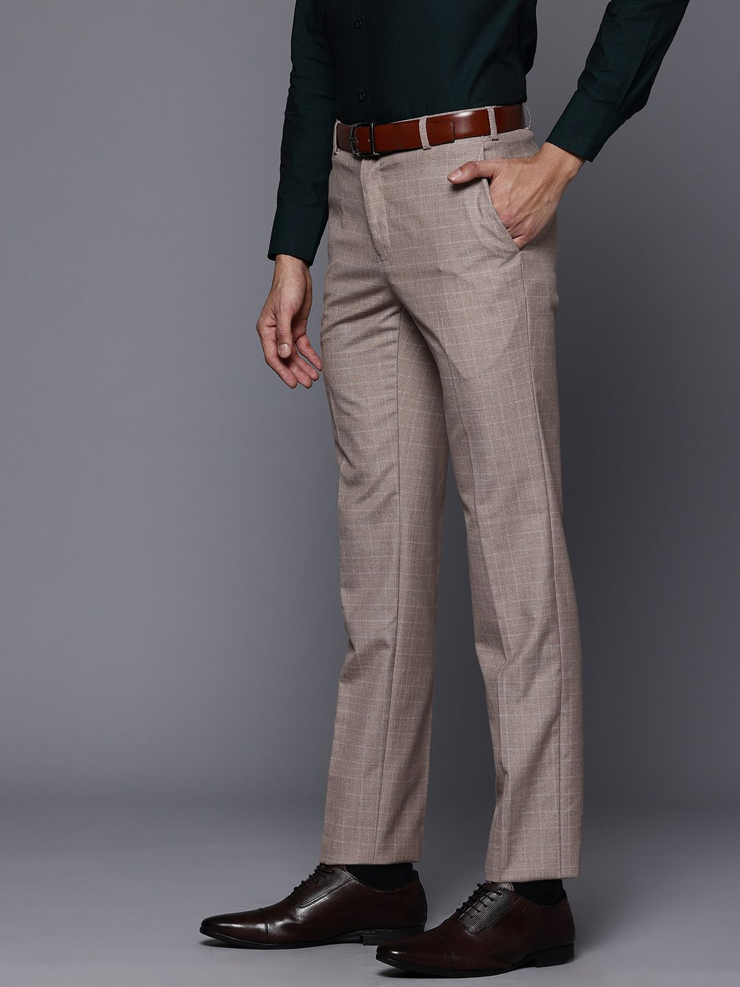 Raymond Men Checked Slim Fit Trousers