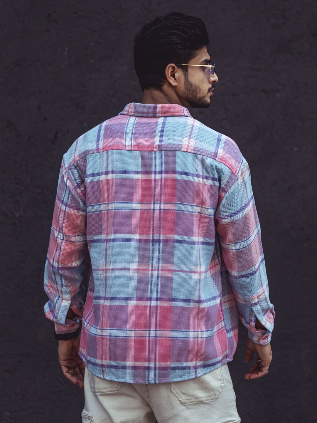 Powerlook India Slim Checked Drop-Shoulder Sleeves Casual Oversized Shirt
