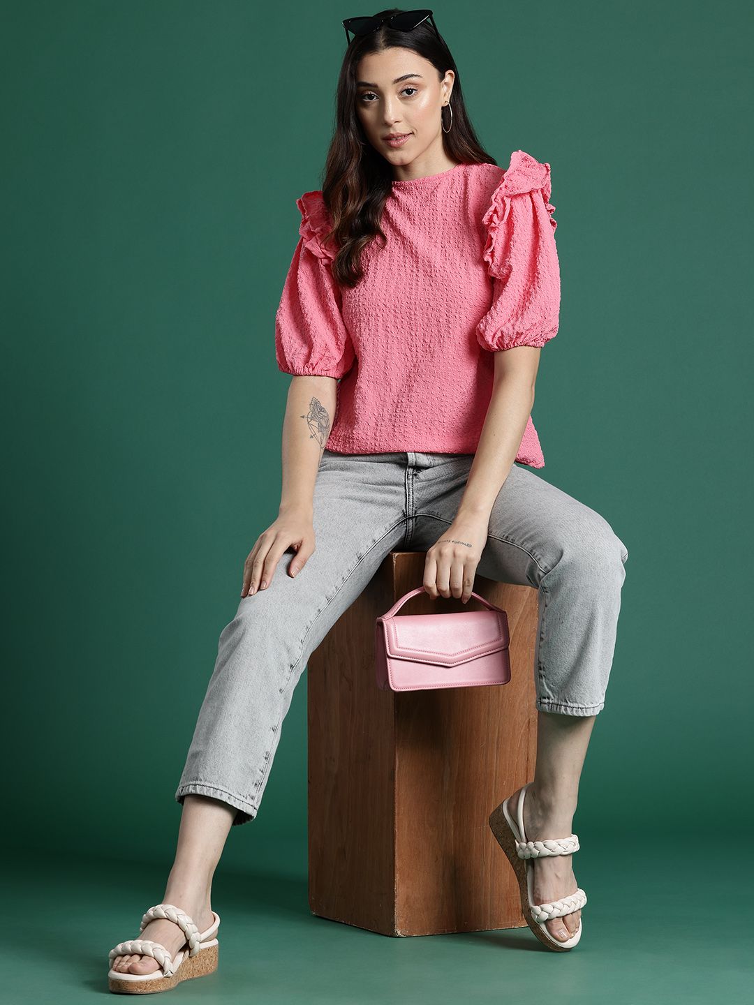 DressBerry Puff Sleeve Ruffles Top