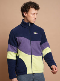HIGHLANDER Colourblocked Mock Collar Open Front Jacket