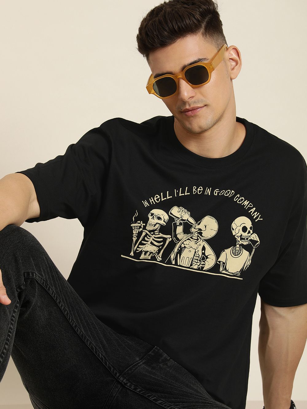 Difference of Opinion Men Graphic Printed Pure Cotton Oversized T-shirt