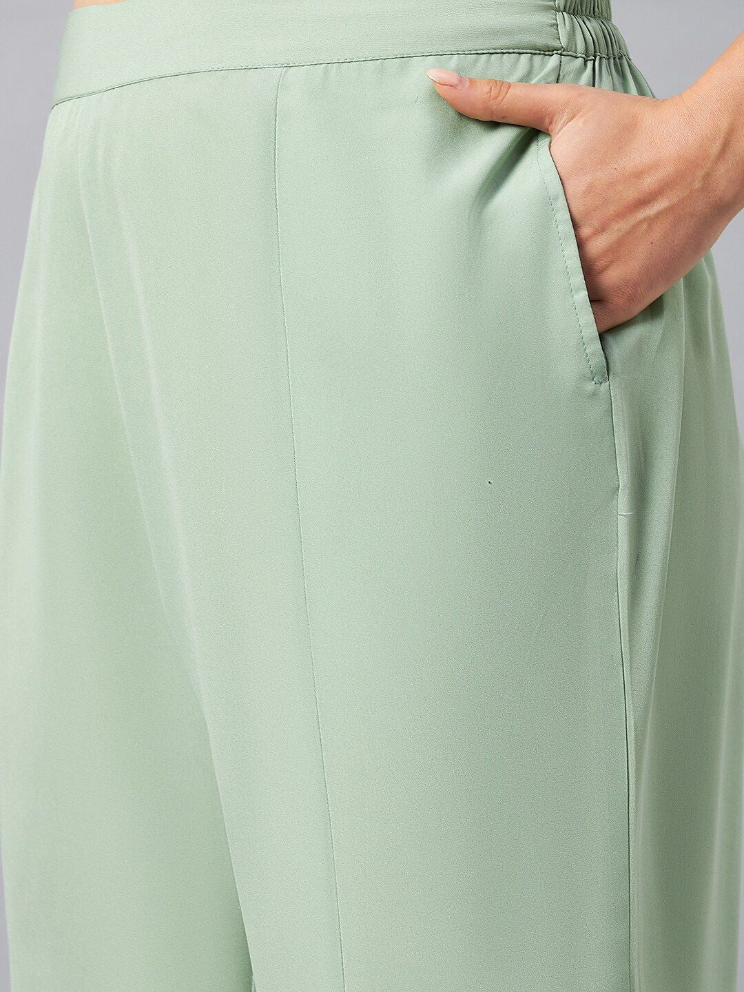 Antheaa Self Design One Shoulder Tunic With Flared Palazzos