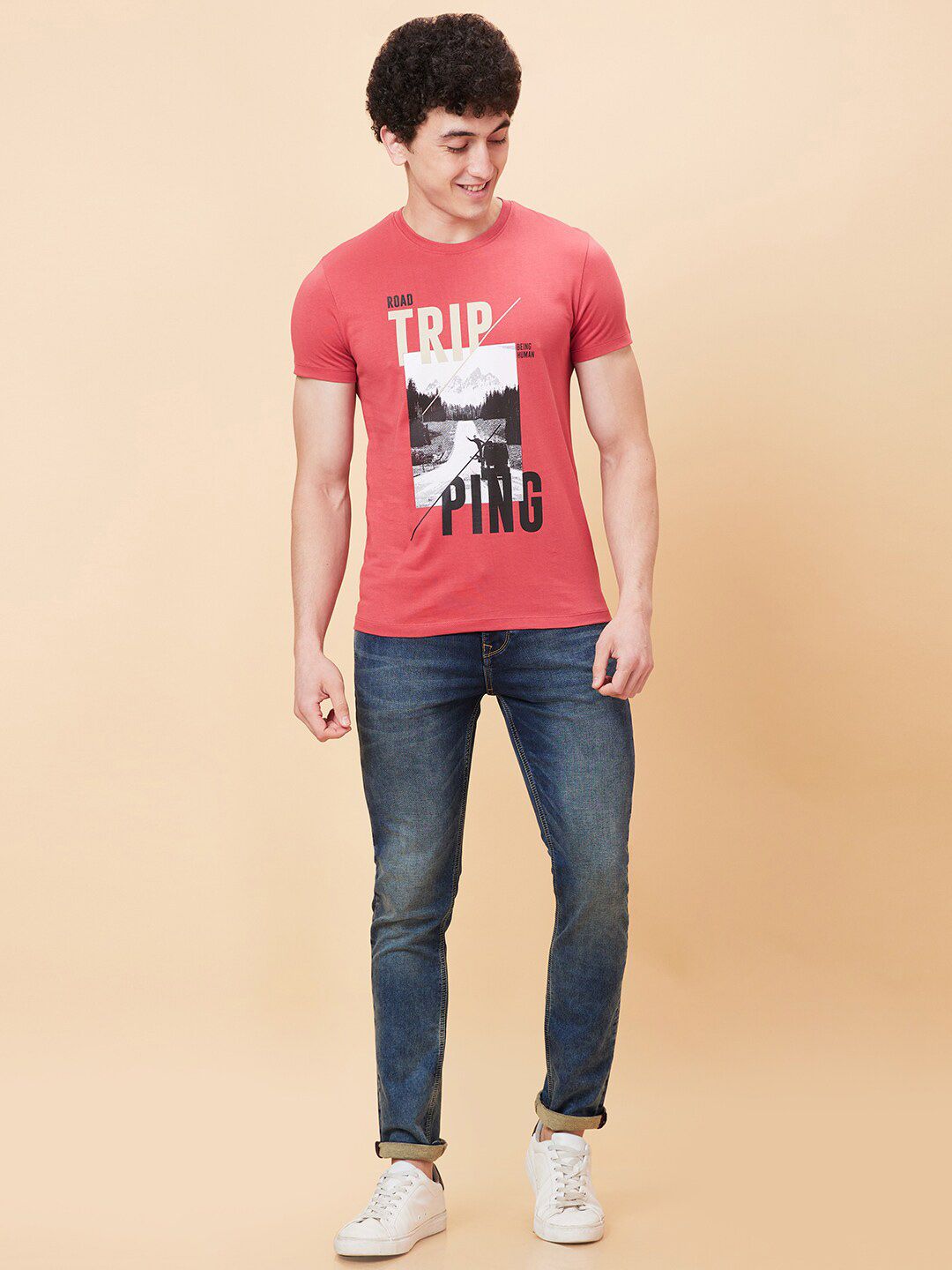 Being Human Typography Printed Round Neck Short Sleeves T-shirt