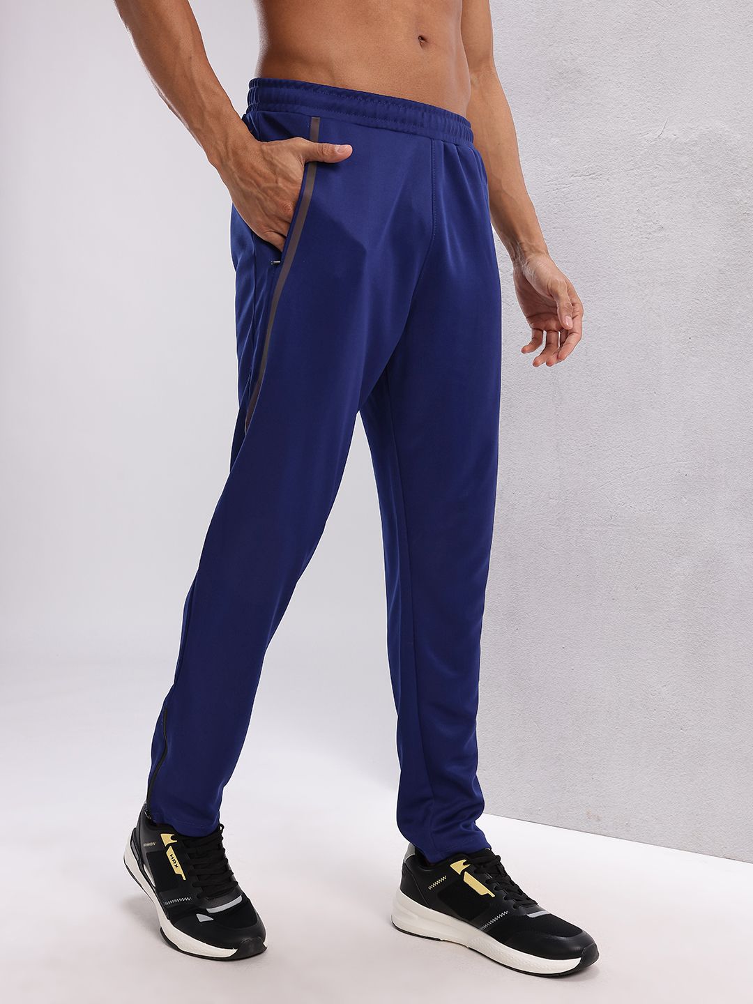HRX by Hrithik Roshan Men Mid-Rise Rapid-Dry Fit Running Track Pants with Side Slits
